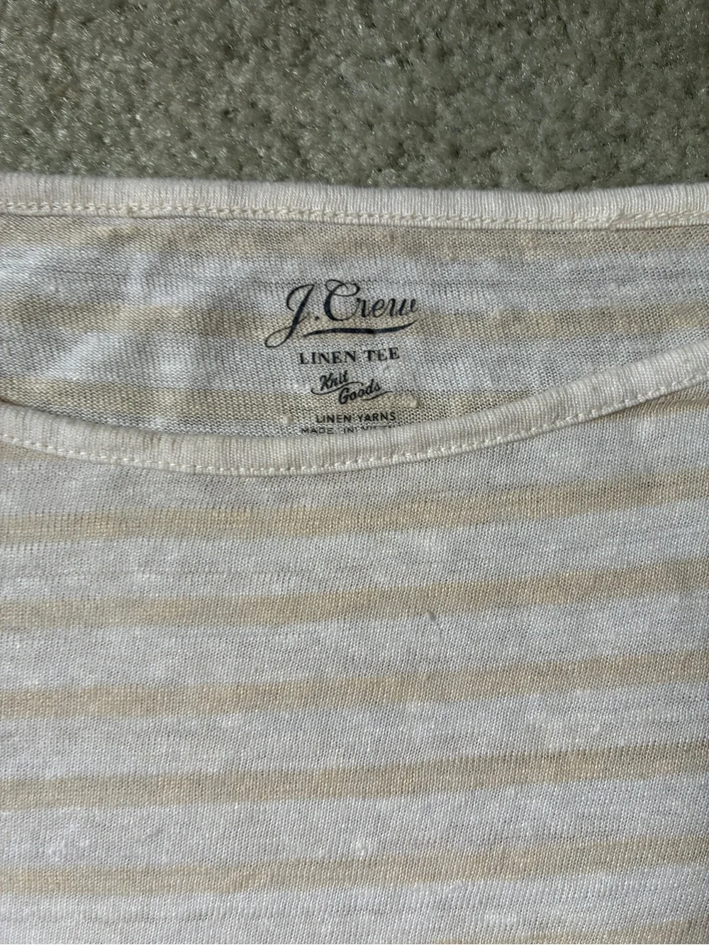 J. Crew Women’s Cream & White Striped Long-Sleeve Linen T Size S fits like XS